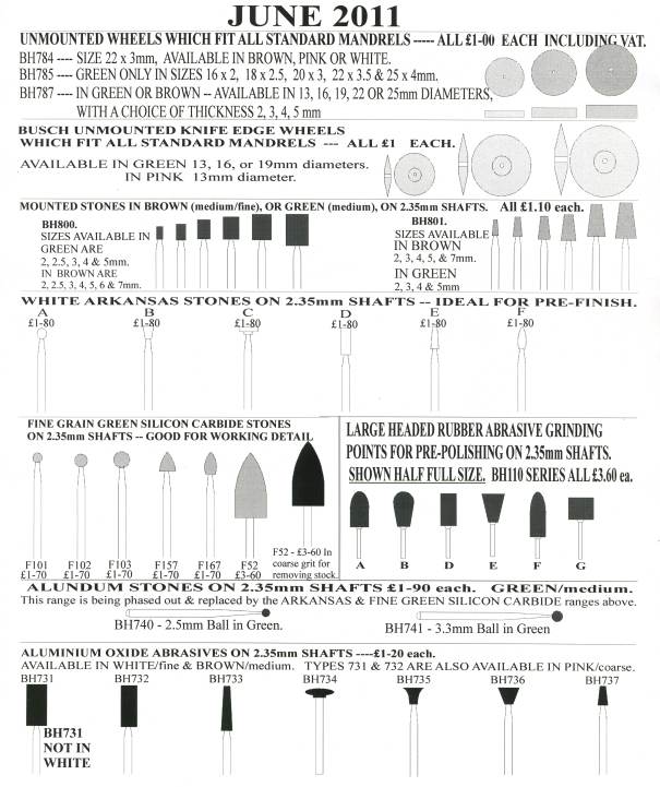 Abrasive stones to fit all standard mandrels